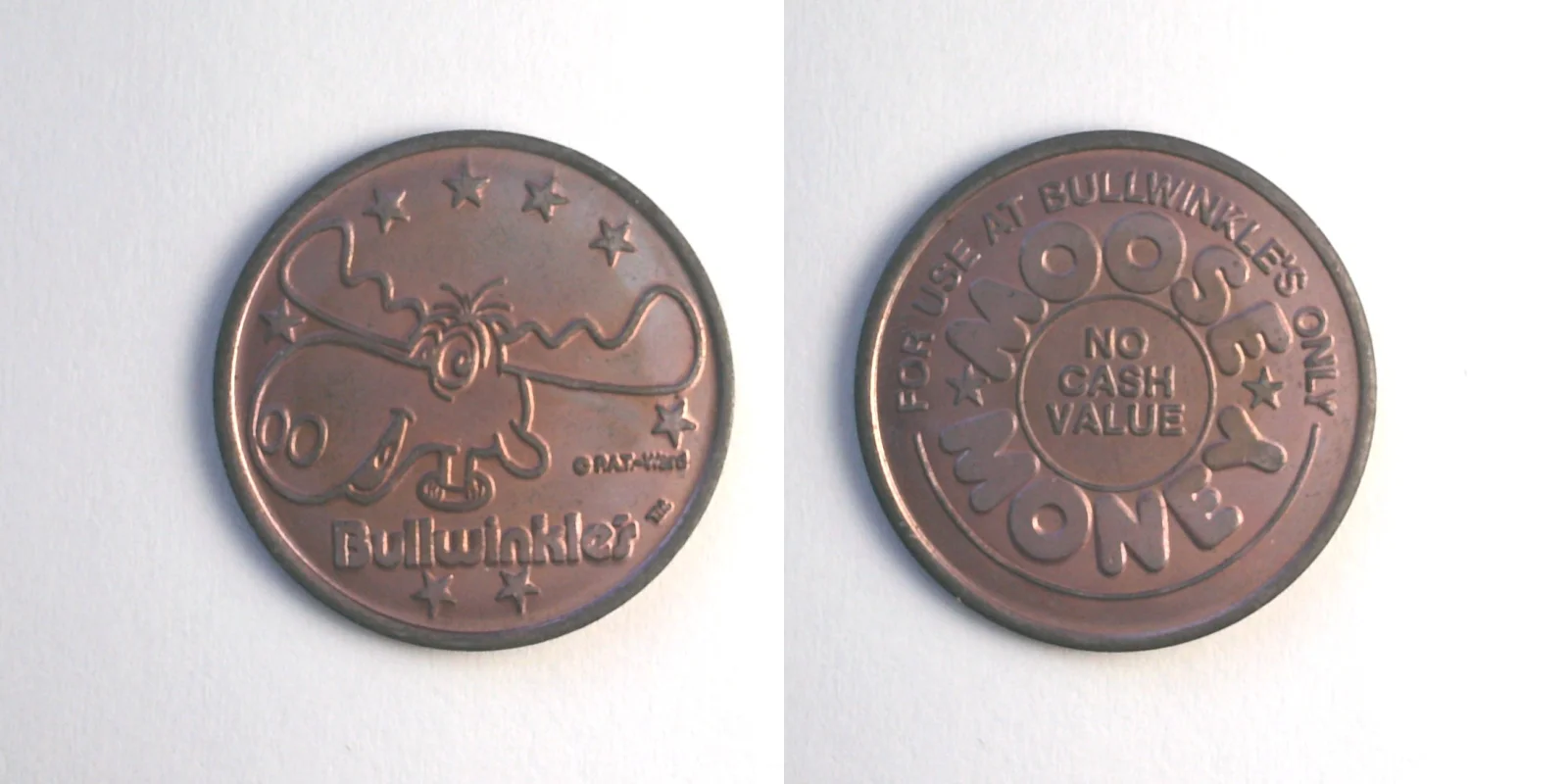 Bullwinkle's Entertainment BW101aN-pink Bullwinkle's Moose Money Token (BW101aN-pink) token — front and reverse