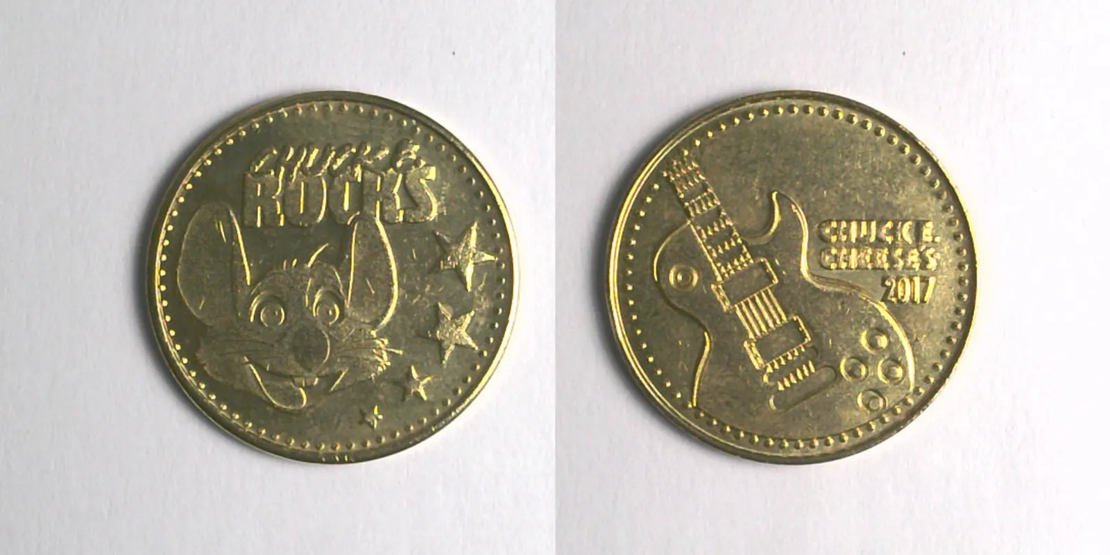 Chuck E. Cheese 506B 2017 Chuck E Cheese Token (506B) (2017) token — front and reverse