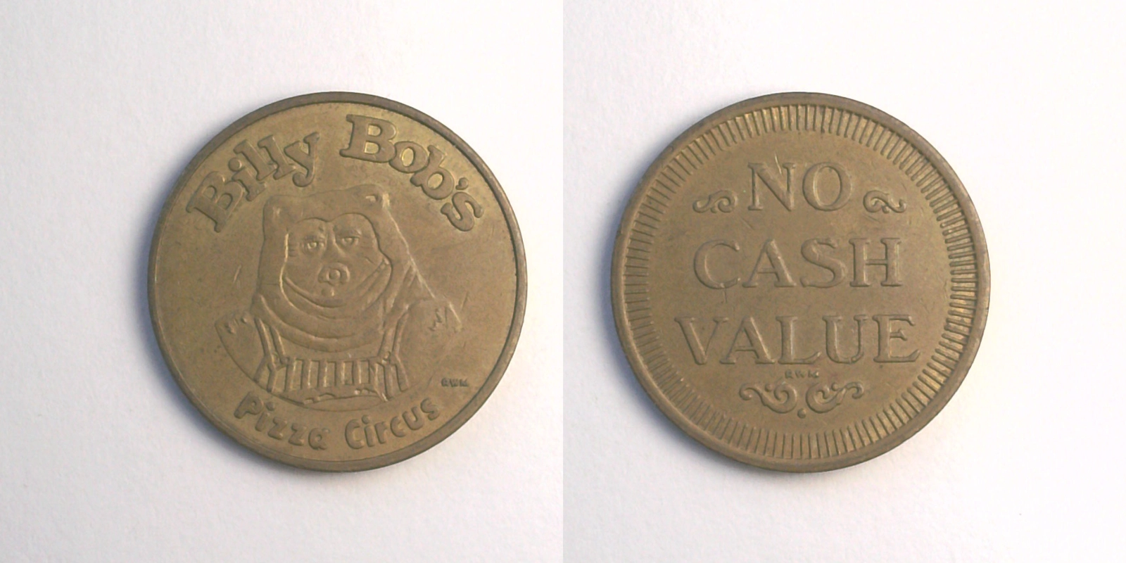Billy Bob's Pizza Circus BBPC102B Billy Bob's Pizza Circus Token (BBPC102B) token — front and reverse