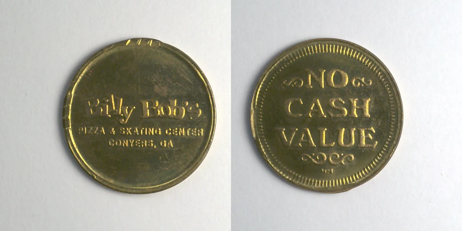 Billy Bob's Pizza Circus BBPC104B Billy Bob's Pizza & Skating Center Token (BBPC104B) token — front and reverse