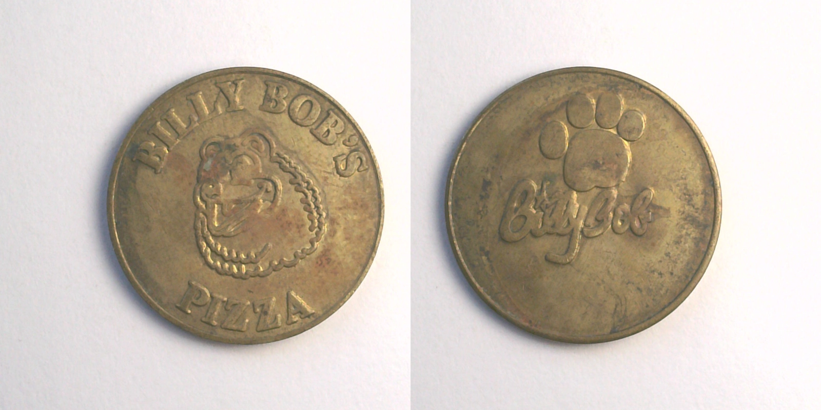 Billy Bob's Wonderland BBW101B Billy Bob's Pizza Token (BBW101B) token — front and reverse