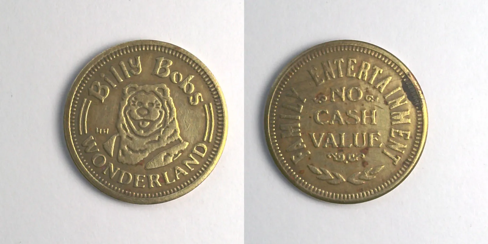 Billy Bob's Wonderland BBW102B Billy Bob's Wonderland Token (BBW102B) token — front and reverse