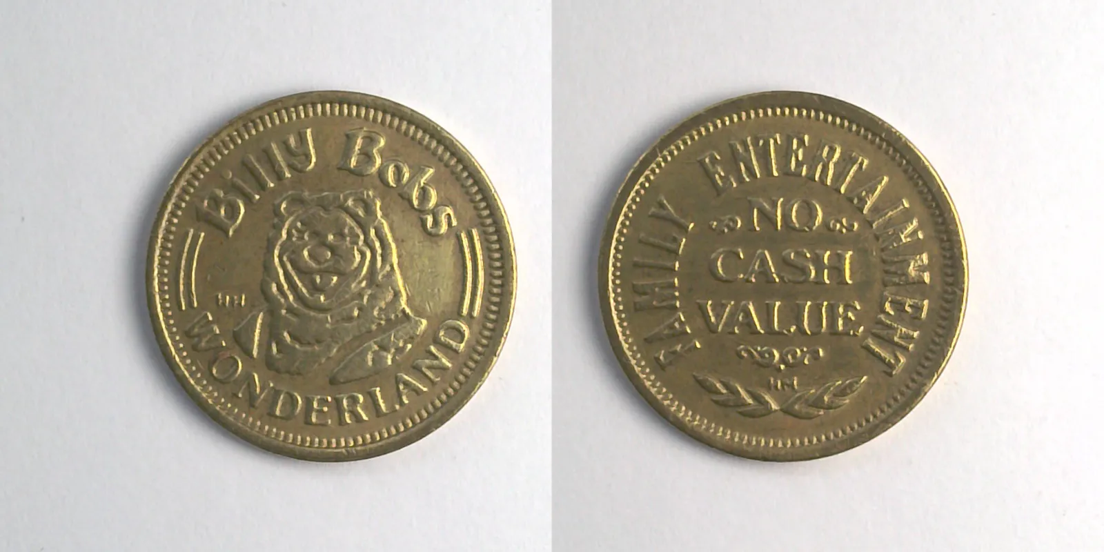 Billy Bob's Wonderland BBW103B Billy Bob's Wonderland Token (BBW103B) token — front and reverse