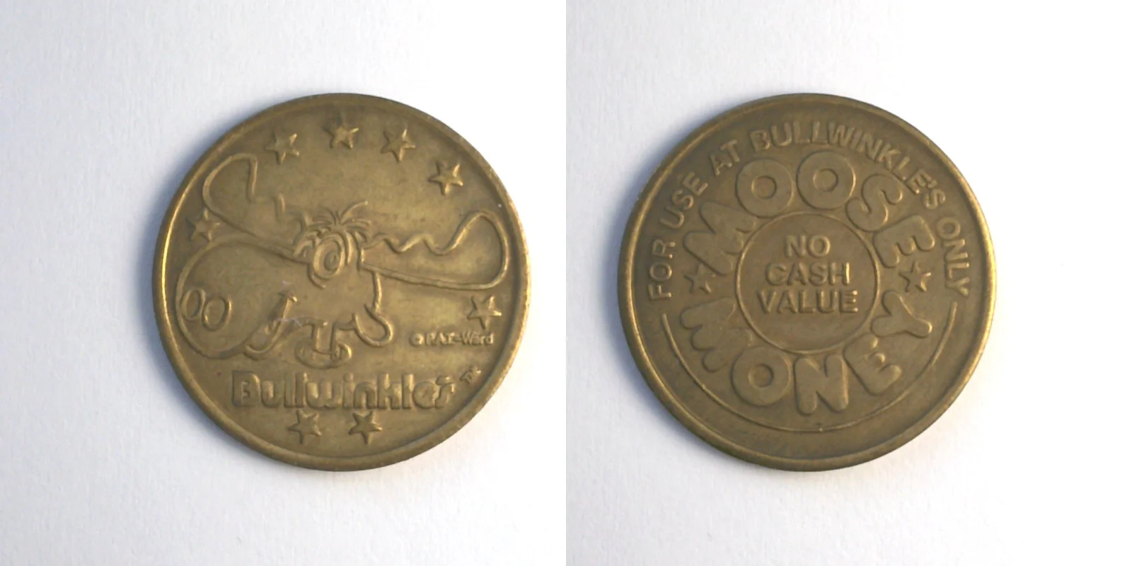 Bullwinkle's Entertainment BW101B Bullwinkle's Moose Money Token (BW101B) token — front and reverse