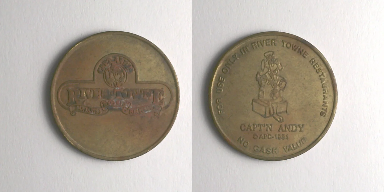 Captain Andy's River Towne CART102B Captain Andy's River Towne Token (CART102B) token — front