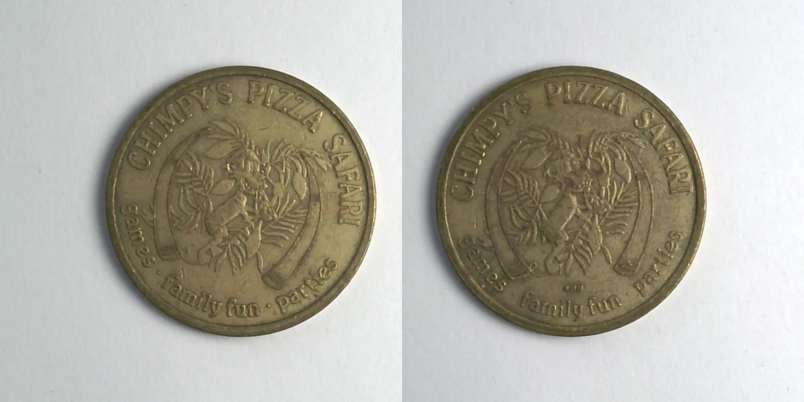 Chimpy's Pizza Safari CPS101B Chimpy's Pizza Safari Token (CPS101B) token — front and reverse