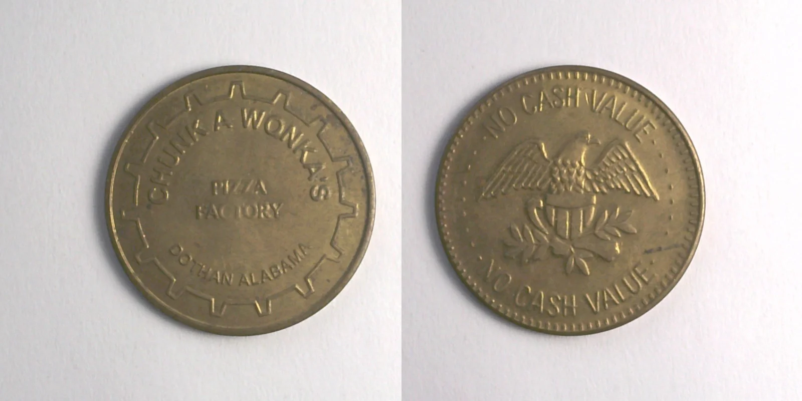 Pizza Kastle PK101B Chunk A Wonka's Token (PK101B) token — front and reverse