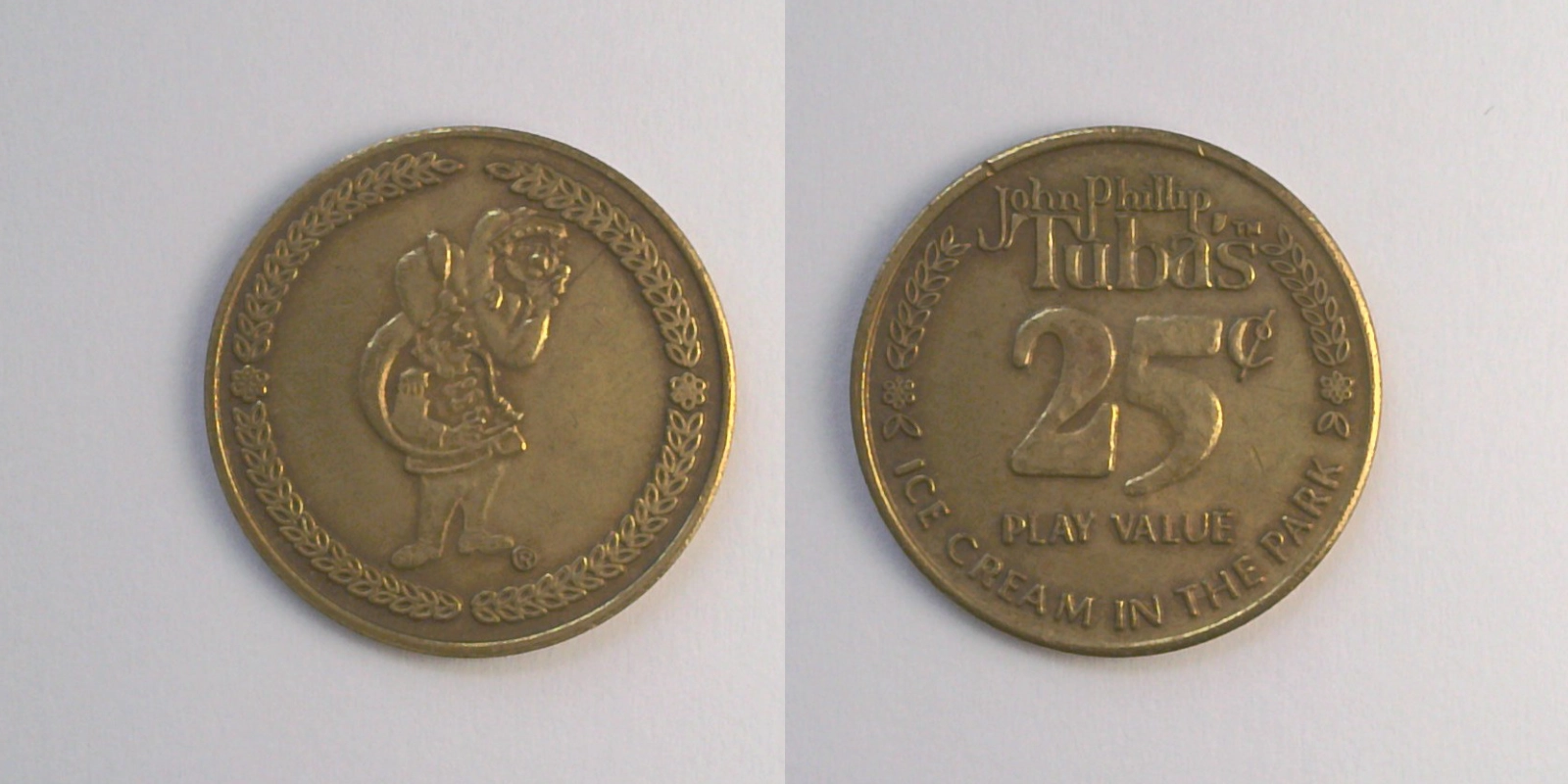 John Phillip Tuba's Pizza Theater JPT101B John Phillip Tuba's Pizza Theater Token (JPT101B) token — front and reverse