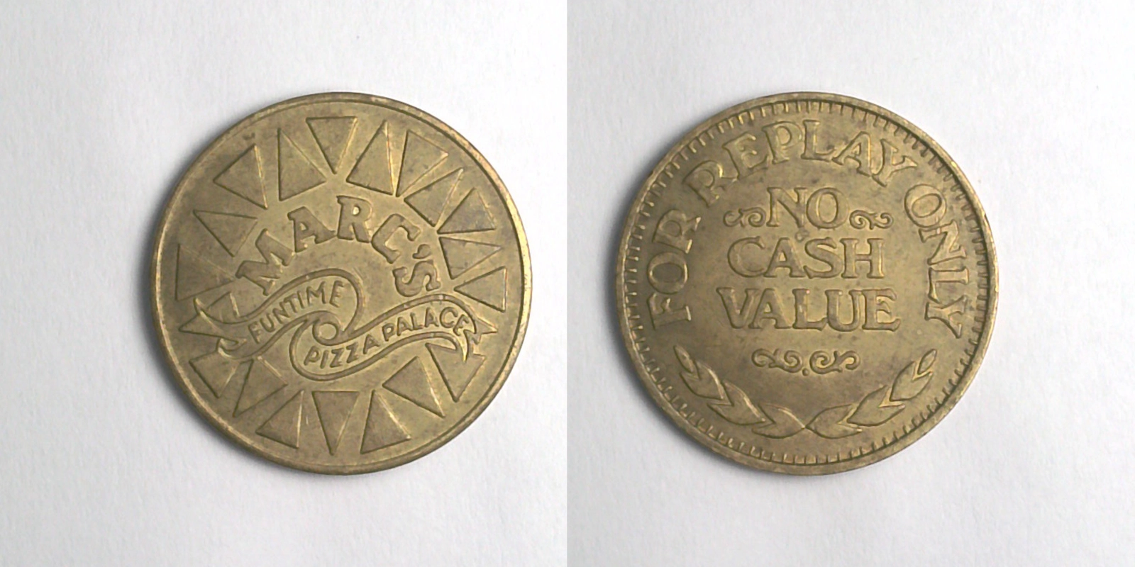 Marc's Funtime Pizza Palace MFP102B Marc's Funtime Pizza Palace Token (MFP102B) token — front and reverse