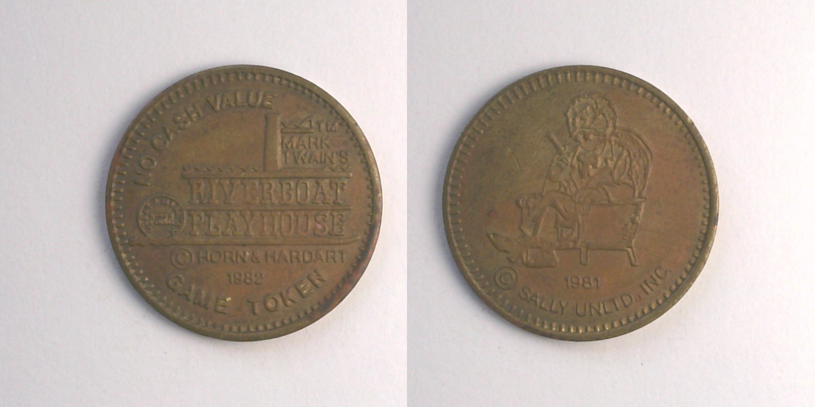 Mark Twain's Riverboat Playhouse MT101B Mark Twain's Riverboat Playhouse Token (MT101B) token — front