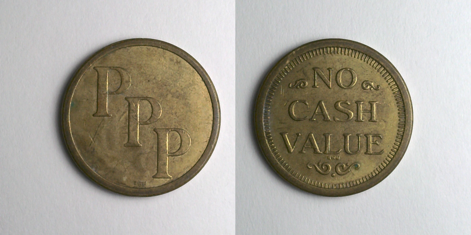 Peter Piper Pizza P109B Peter Piper Pizza Token (P109B) token — front and reverse