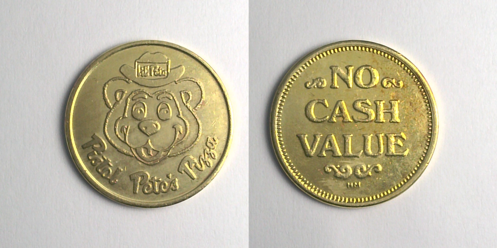 Pistol Pete's Pizza PP102B Pistol Pete's Pizza Token (PP102B) token — front and reverse