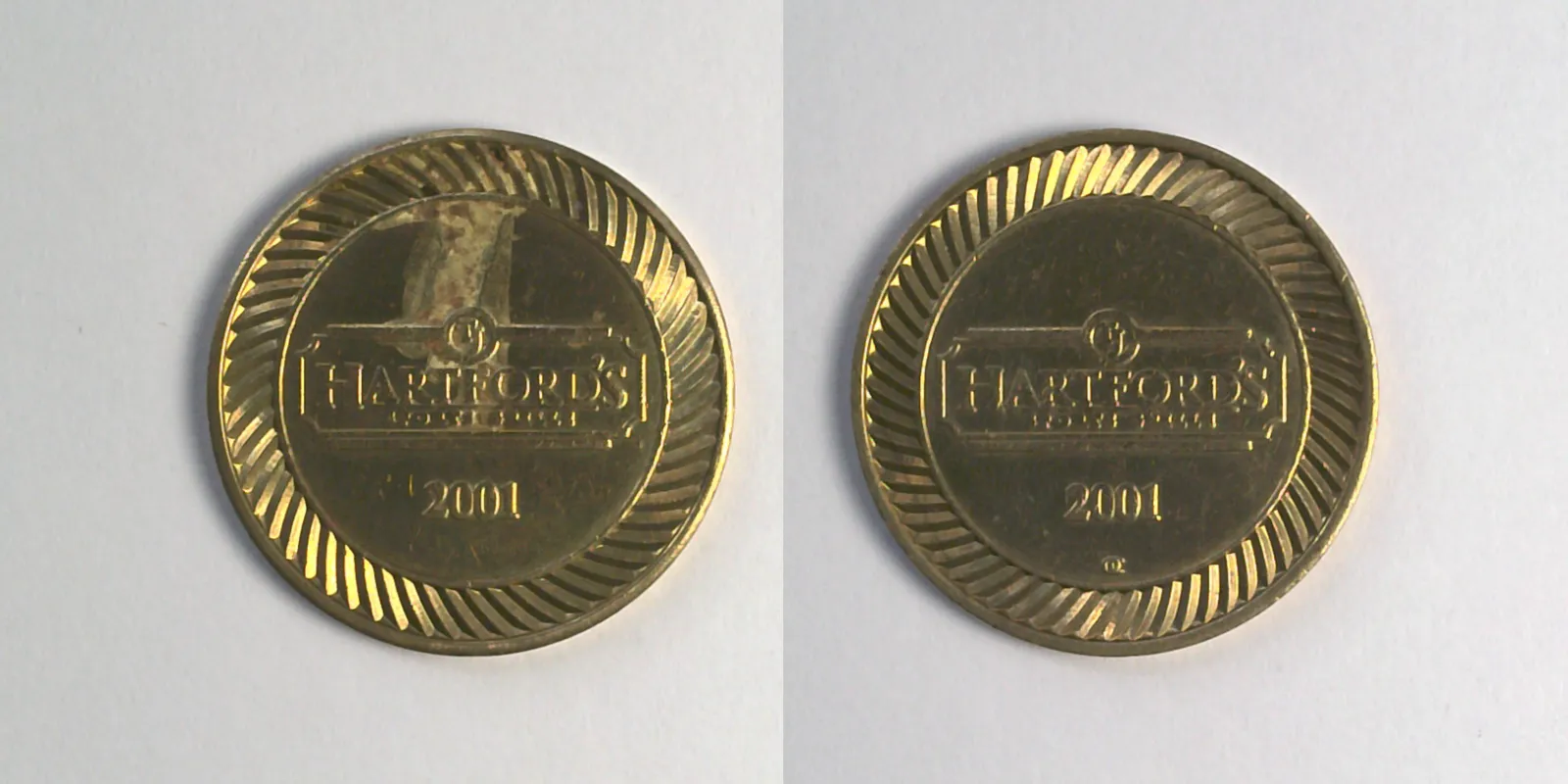 T.J. Hartford's Grill & Bar TJH101B TJ Hartford's Sports Grille Token (TJH101B) (2001) token — front and reverse