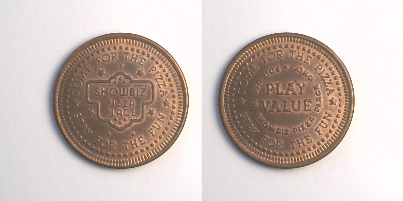 ShowBiz Pizza S11C Showbiz Pizza Place Token (S11C) token — front