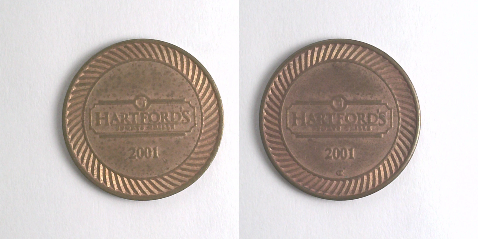 T.J. Hartford's Grill & Bar TJH101C TJ Hartford's Sports Grille Token (TJH101C) (2001) token — front and reverse