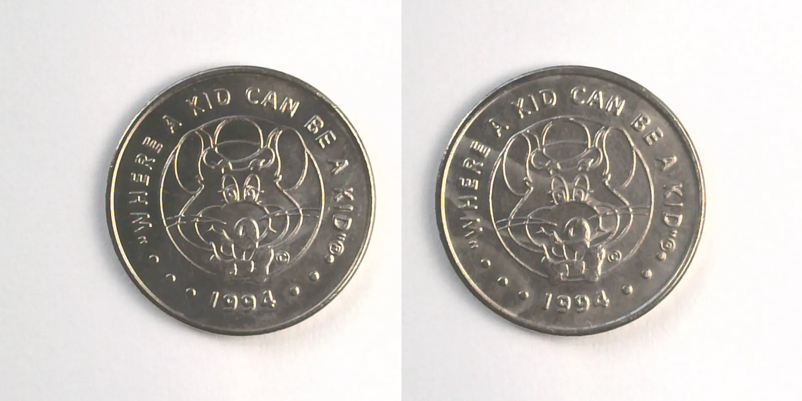Chuck E. Cheese 314N 1994 Chuck E Cheese Token (314N) (1994) token — front and reverse