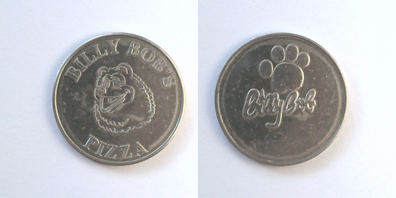 Billy Bob's Wonderland BBW101N Billy Bob's Pizza Token (BBW101N) token — front and reverse