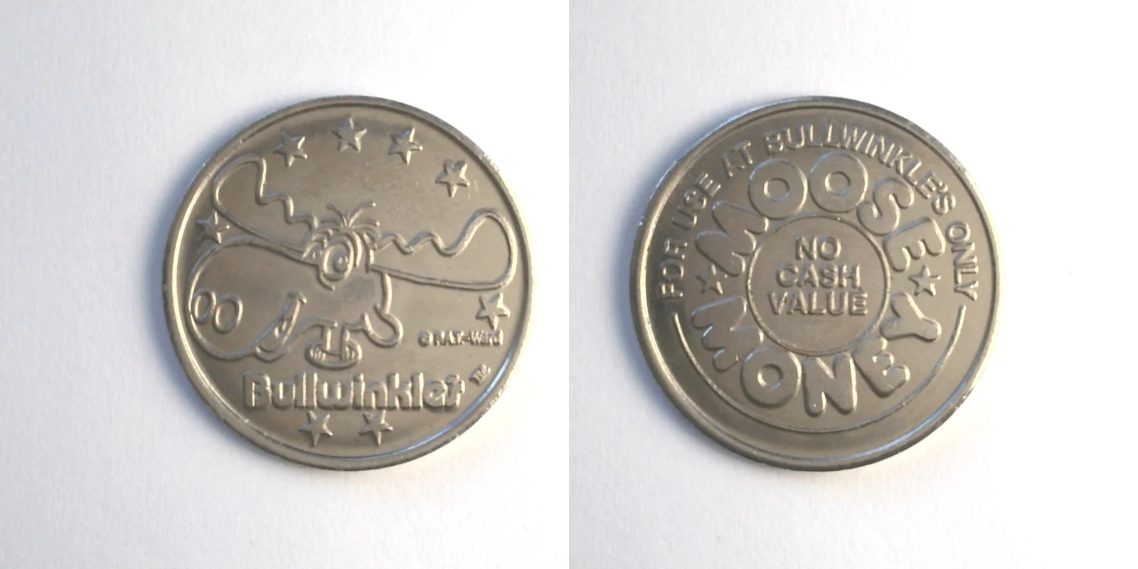 Bullwinkle's Entertainment BW101N Bullwinkle's Moose Money Token (BW101N) token — front and reverse