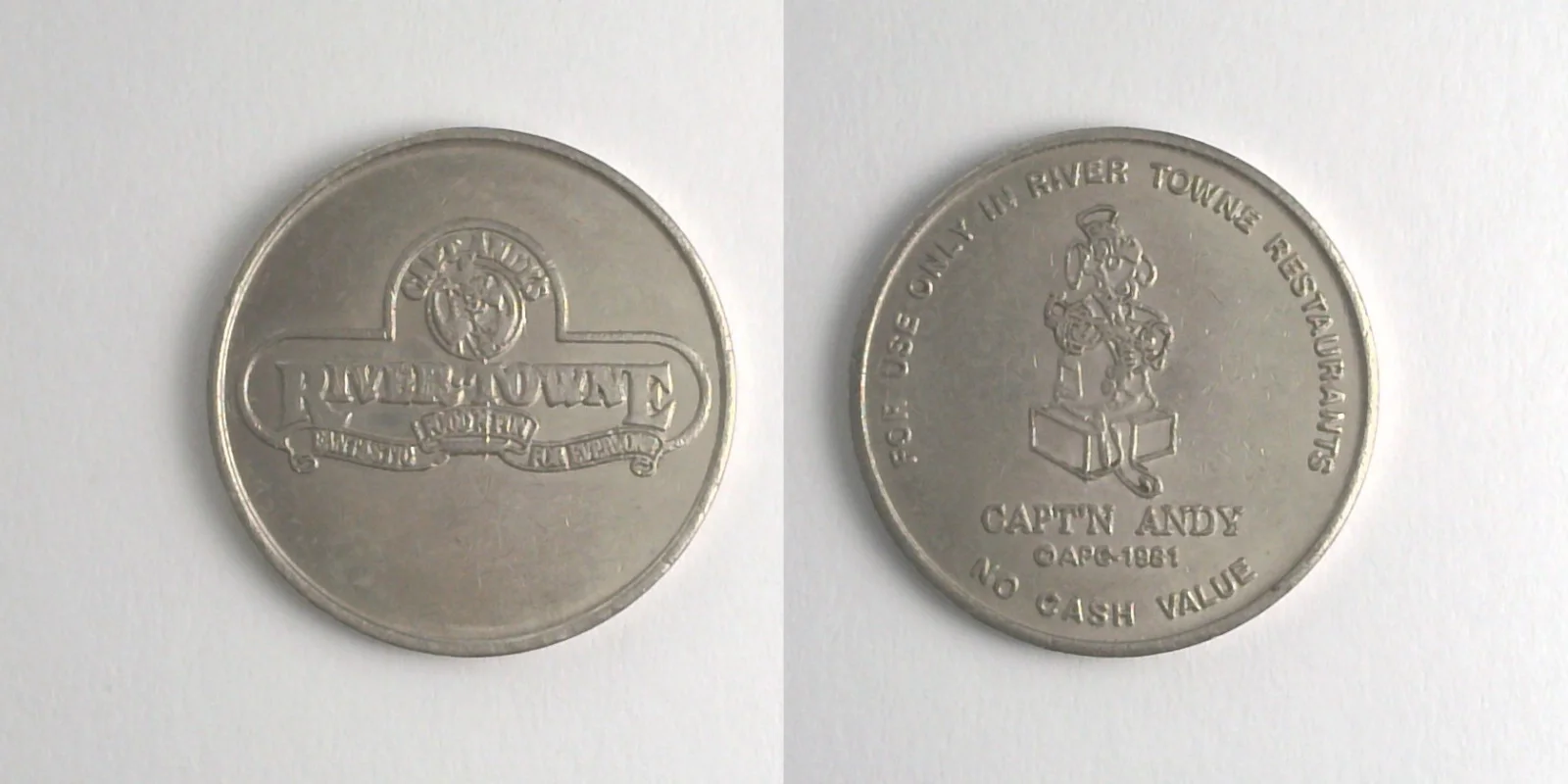 Captain Andy's River Towne CART102N Captain Andy's River Towne Token (CART102N) token — front