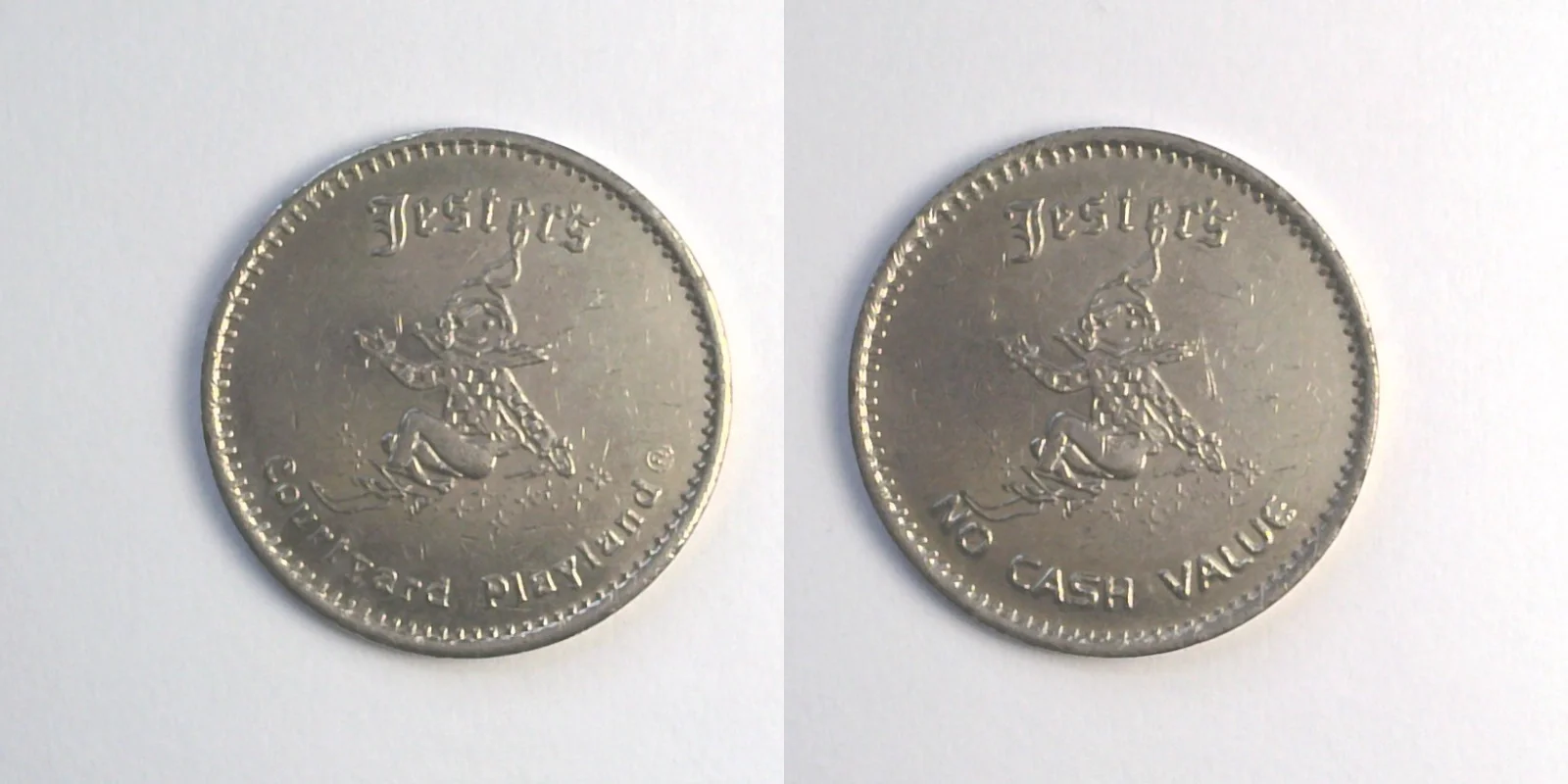 Jester's Courtyard Playland JCP101N Jester's Courtyard Playland Token (JCP101N) token — front and reverse