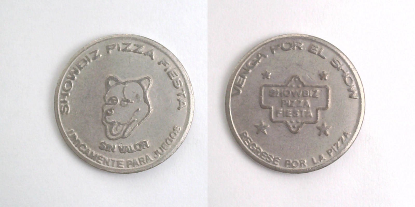 ShowBiz Pizza S16N Showbiz Pizza Place Token (S16N) token — front and reverse