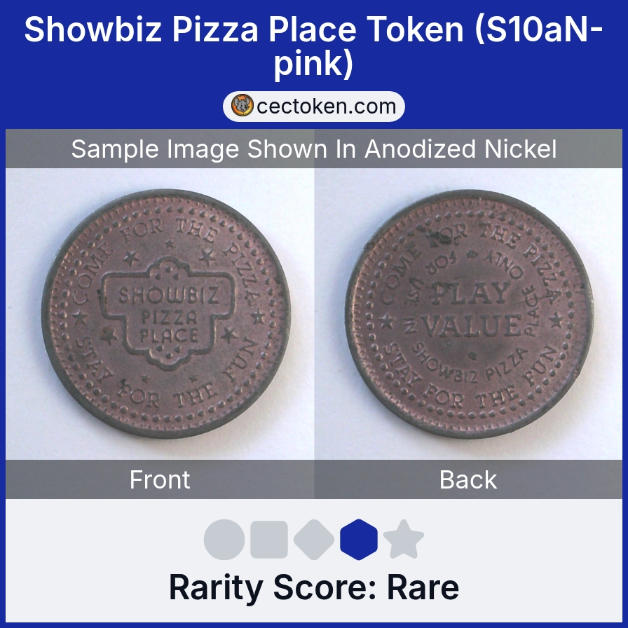 ShowBiz Pizza S10aN-pink Showbiz Pizza Place Token (S10aN-pink) — sample listing image