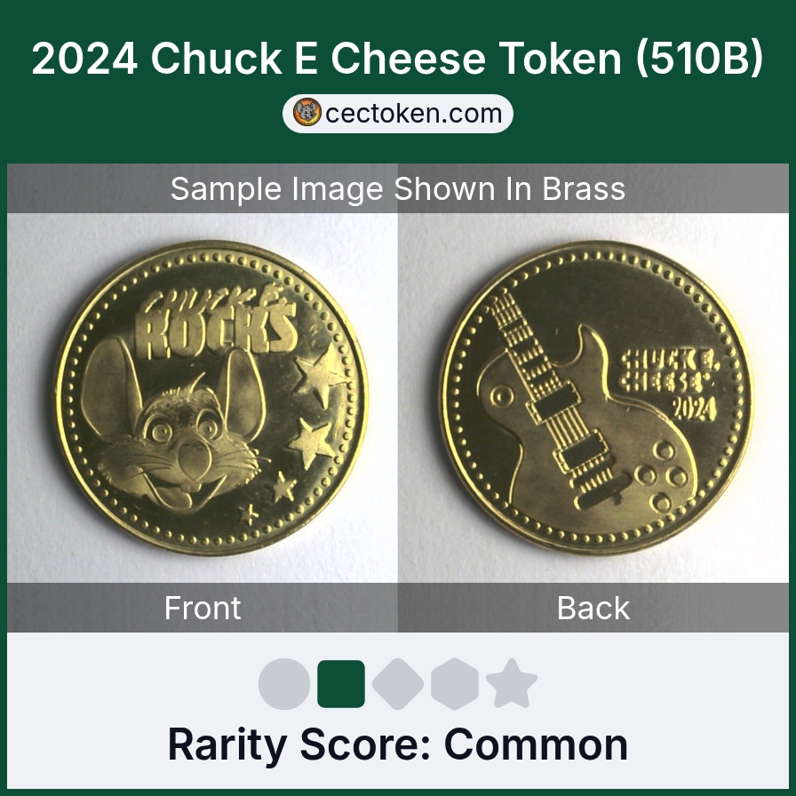 Chuck E. Cheese 510B 2024 Chuck E Cheese Token (510B) — sample listing image