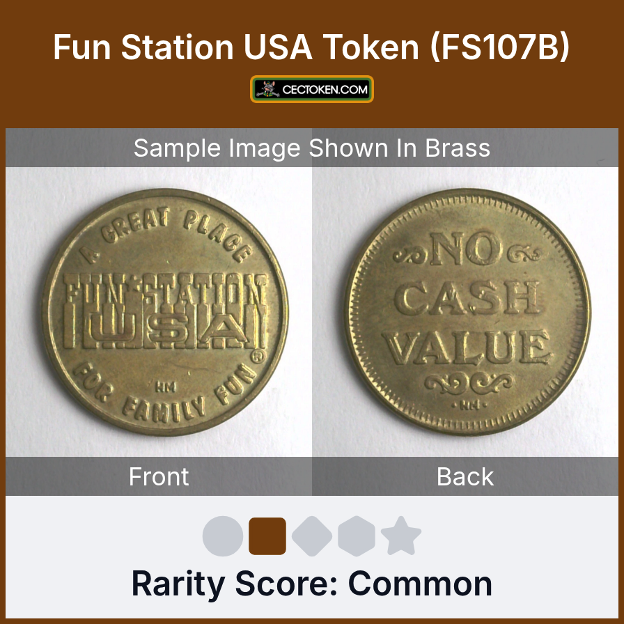 Fun Station USA FS107B Fun Station USA Token (FS107B) — sample listing image