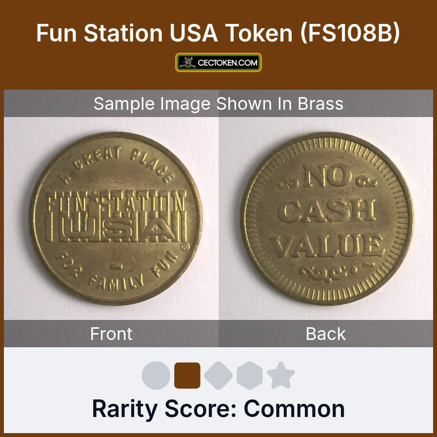 Fun Station USA FS108B Fun Station USA Token (FS108B) — sample listing image