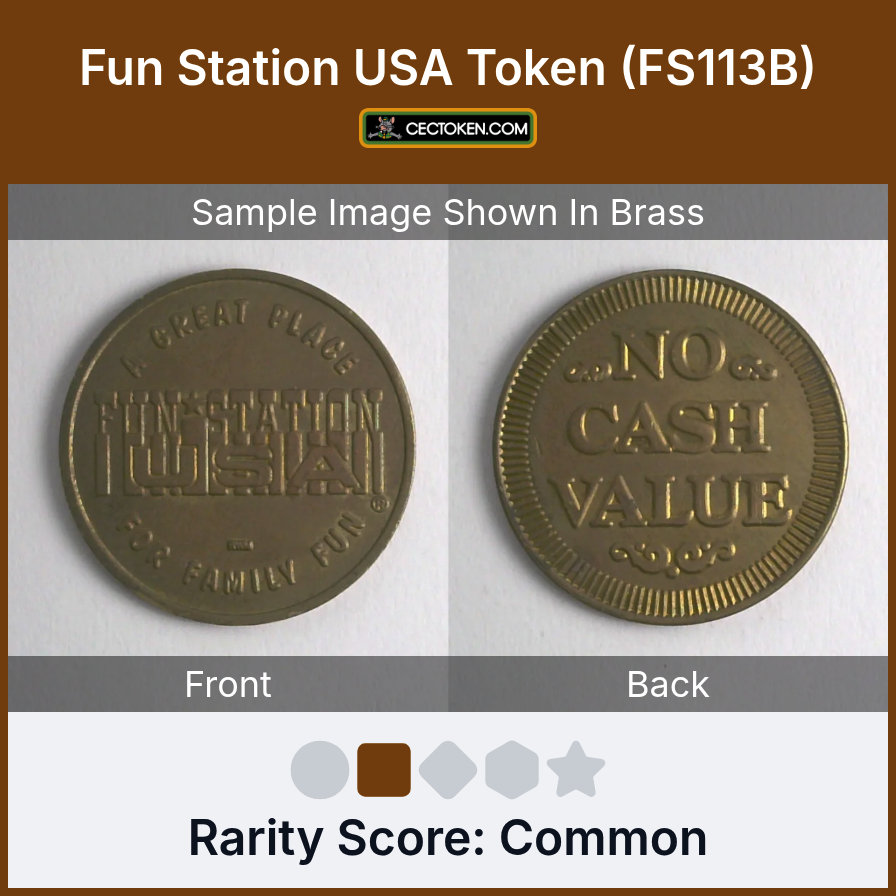 Fun Station USA FS113B Fun Station USA Token (FS113B) — sample listing image