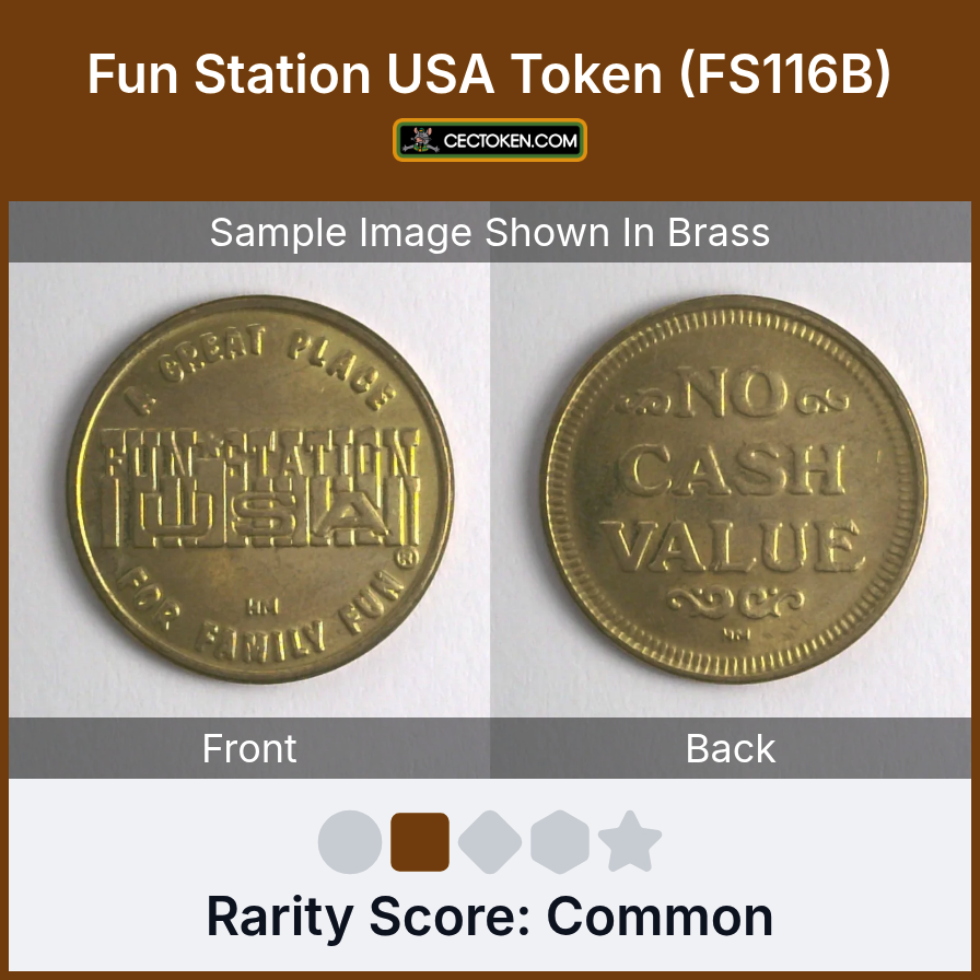 Fun Station USA FS116B Fun Station USA Token (FS116B) — sample listing image