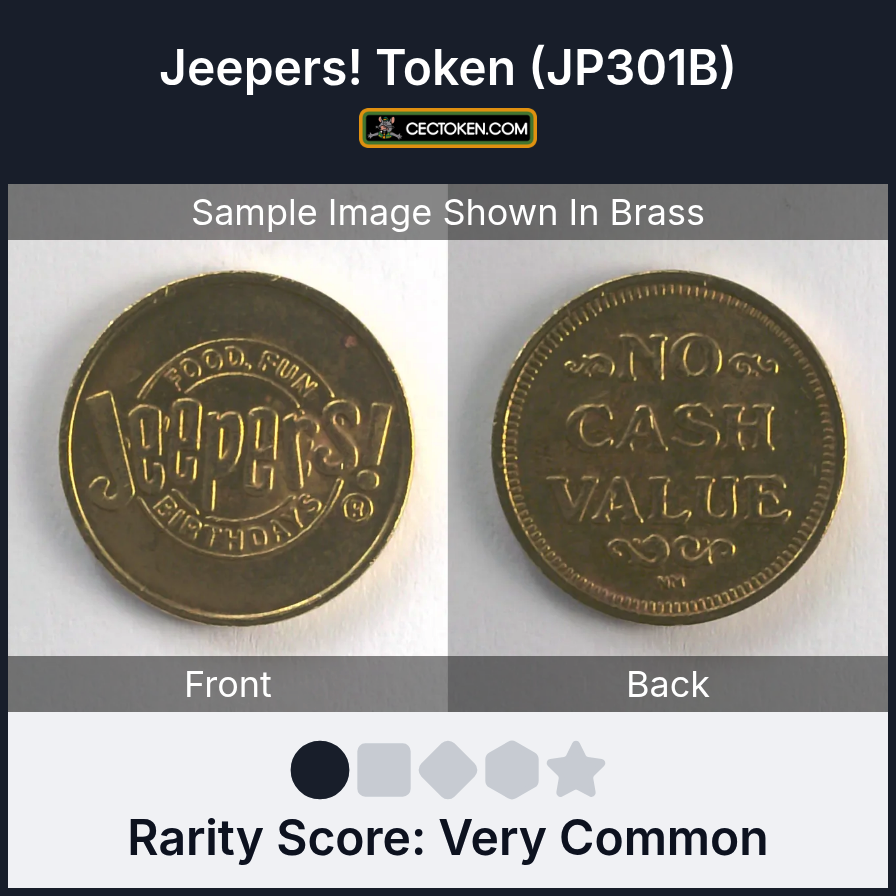 Jeepers! JP301B Jeepers! Token (JP301B) — sample listing image