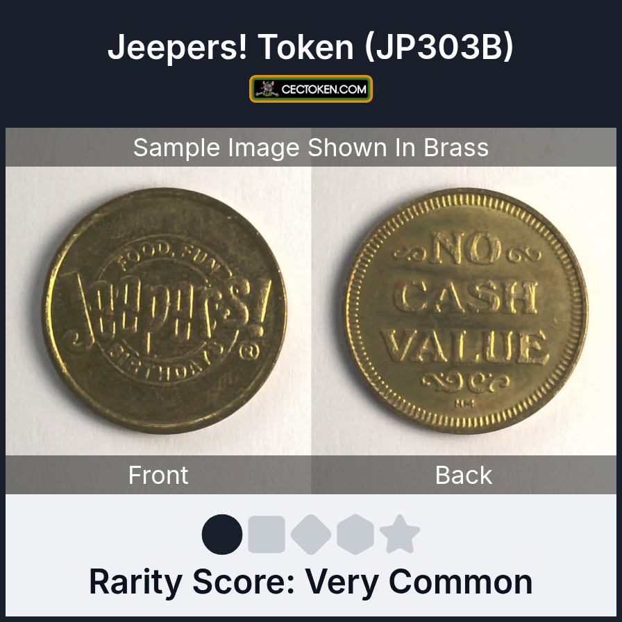 Jeepers! JP303B Jeepers! Token (JP303B) — sample listing image