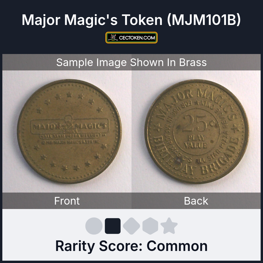 Major Magic's All-Star Pizza Revue MJM101B Major Magic's Token (MJM101B) — sample listing image