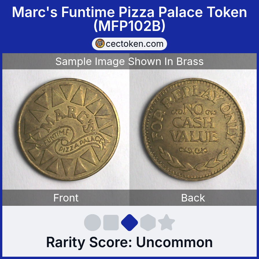 Marc's Funtime Pizza Palace MFP102B Marc's Funtime Pizza Palace Token (MFP102B) — sample listing image