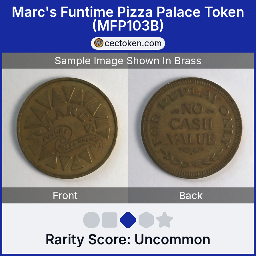 Marc's Funtime Pizza Palace MFP103B Marc's Funtime Pizza Palace Token (MFP103B) — sample listing image