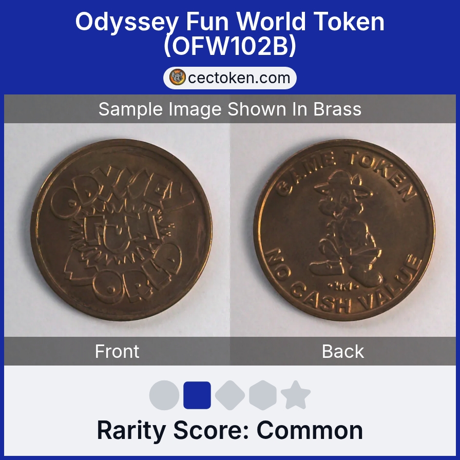 Odyssey Fun World OFW102B Odyssey Fun World Token (OFW102B) — sample listing image