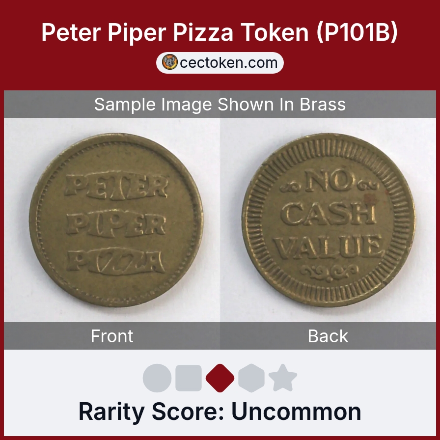Peter Piper Pizza P101B Peter Piper Pizza Token (P101B) — sample listing image