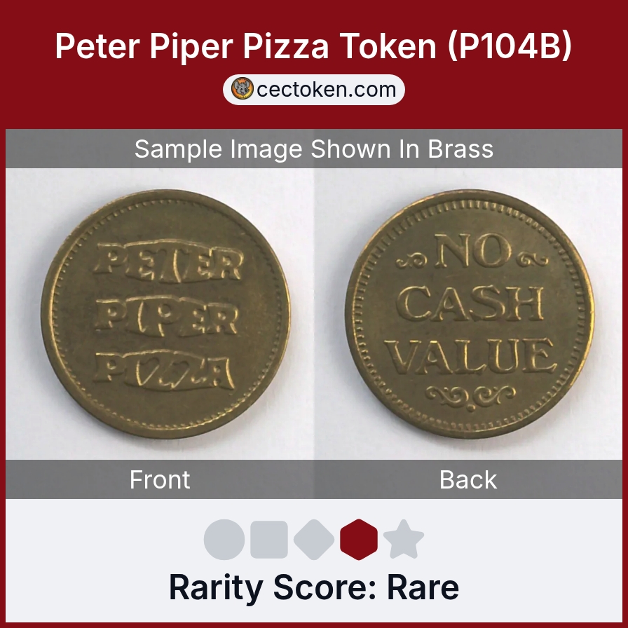 Peter Piper Pizza P104B Peter Piper Pizza Token (P104B) — sample listing image