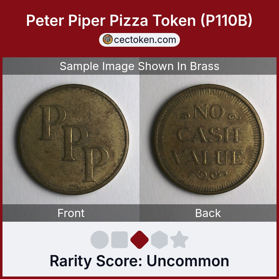 Peter Piper Pizza P110B Peter Piper Pizza Token (P110B) — sample listing image