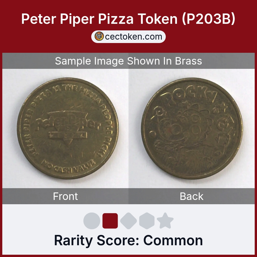 Peter Piper Pizza P203B Peter Piper Pizza Token (P203B) — sample listing image