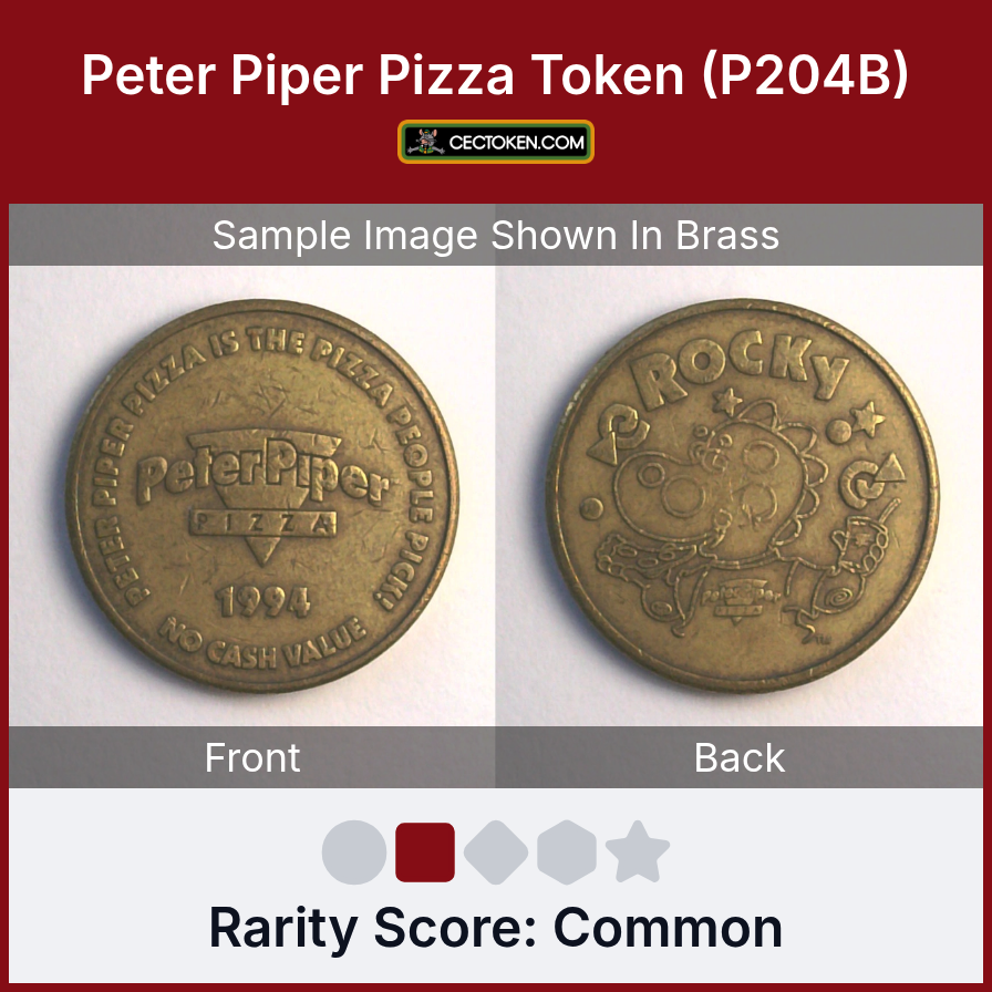 Peter Piper Pizza P204B Peter Piper Pizza Token (P204B) — sample listing image