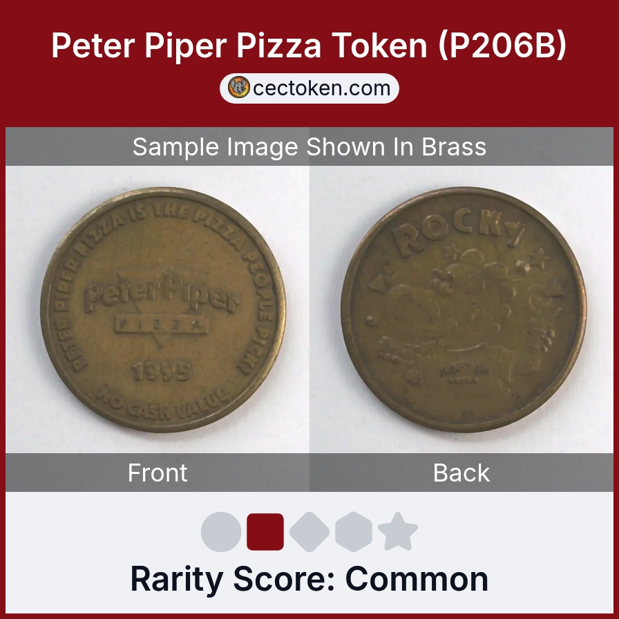 Peter Piper Pizza P206B Peter Piper Pizza Token (P206B) — sample listing image