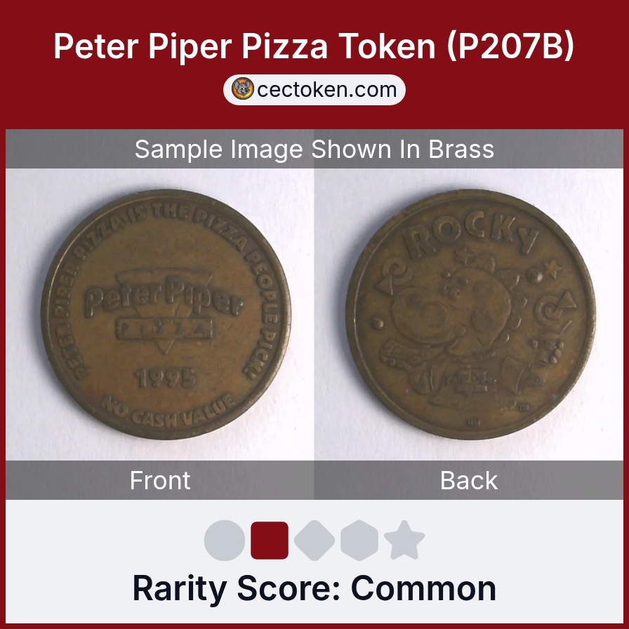 Peter Piper Pizza P207B Peter Piper Pizza Token (P207B) — sample listing image