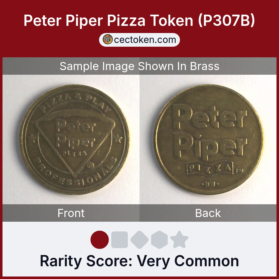 Peter Piper Pizza P307B Peter Piper Pizza Token (P307B) — sample listing image