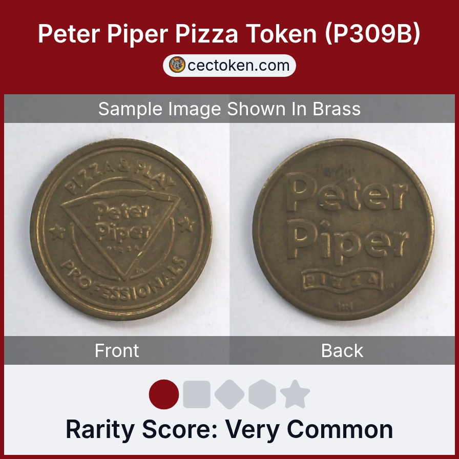 Peter Piper Pizza P309B Peter Piper Pizza Token (P309B) — sample listing image