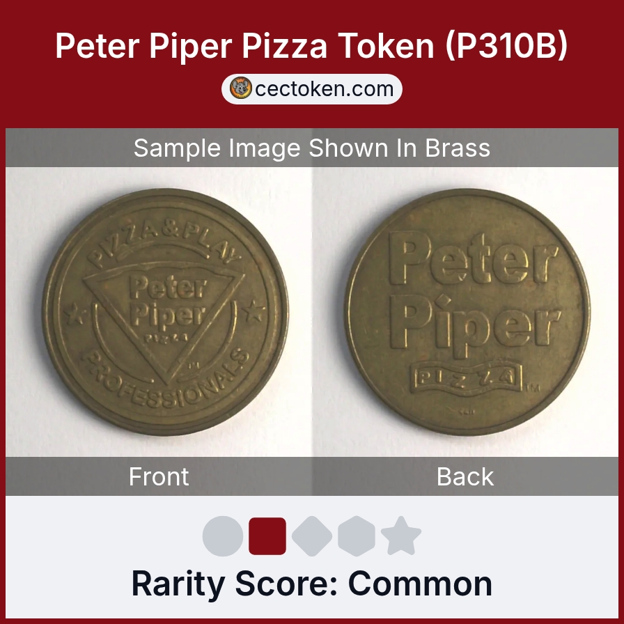 Peter Piper Pizza P310B Peter Piper Pizza Token (P310B) — sample listing image