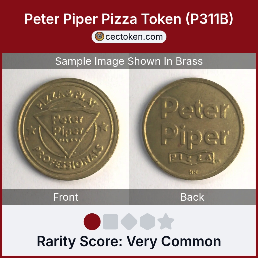 Peter Piper Pizza P311B Peter Piper Pizza Token (P311B) — sample listing image