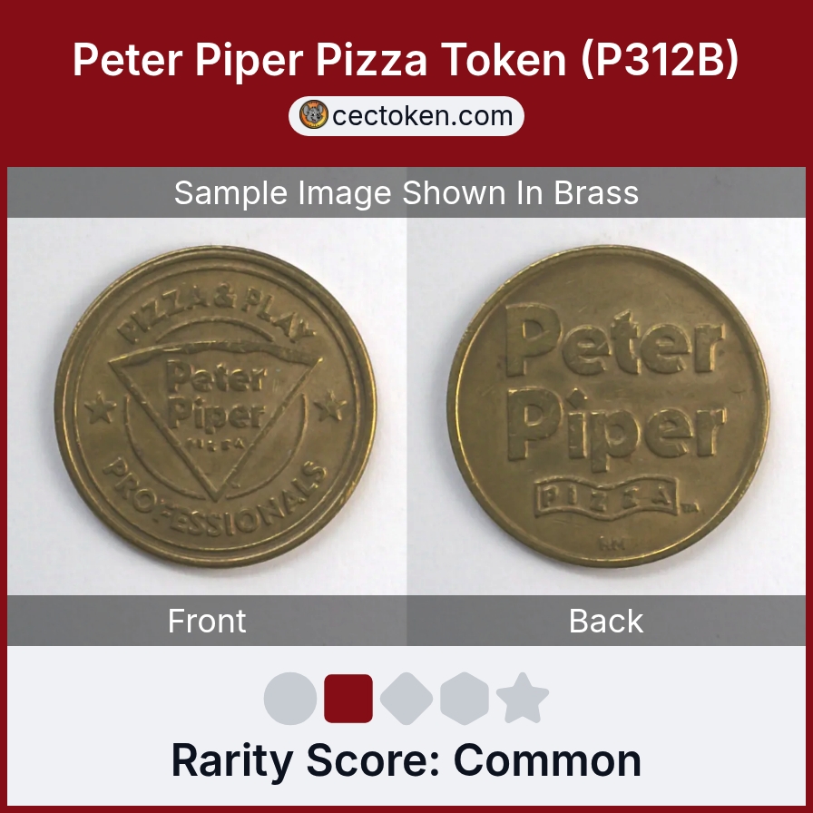 Peter Piper Pizza P312B Peter Piper Pizza Token (P312B) — sample listing image
