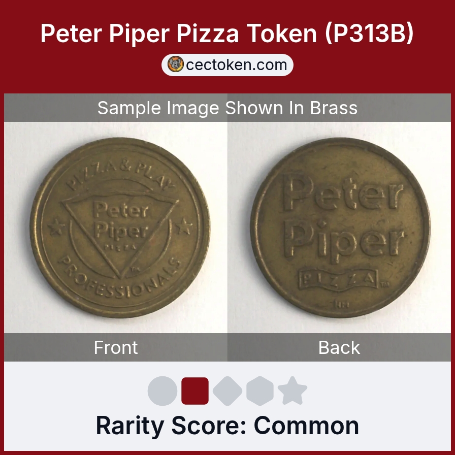 Peter Piper Pizza P313B Peter Piper Pizza Token (P313B) — sample listing image